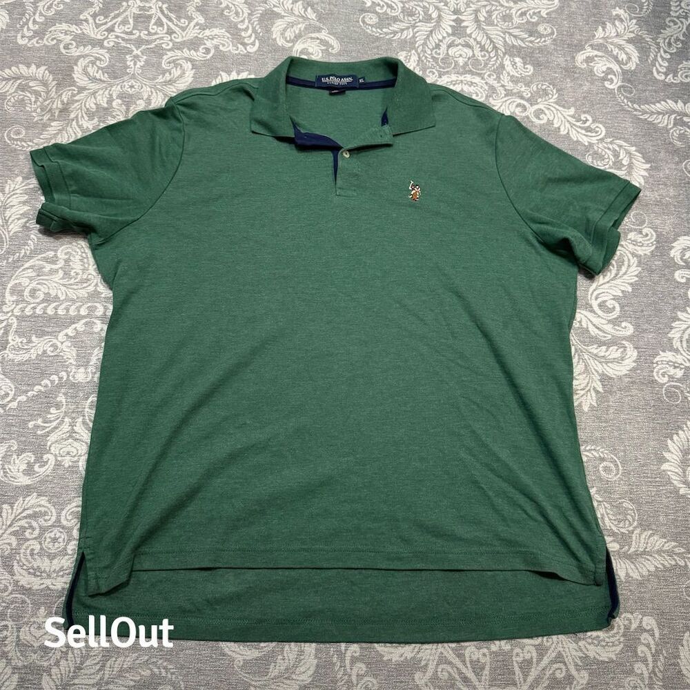 U.S. Polo Assn. Men's Green Interlock Polo Shirt XL Luxury Feel
